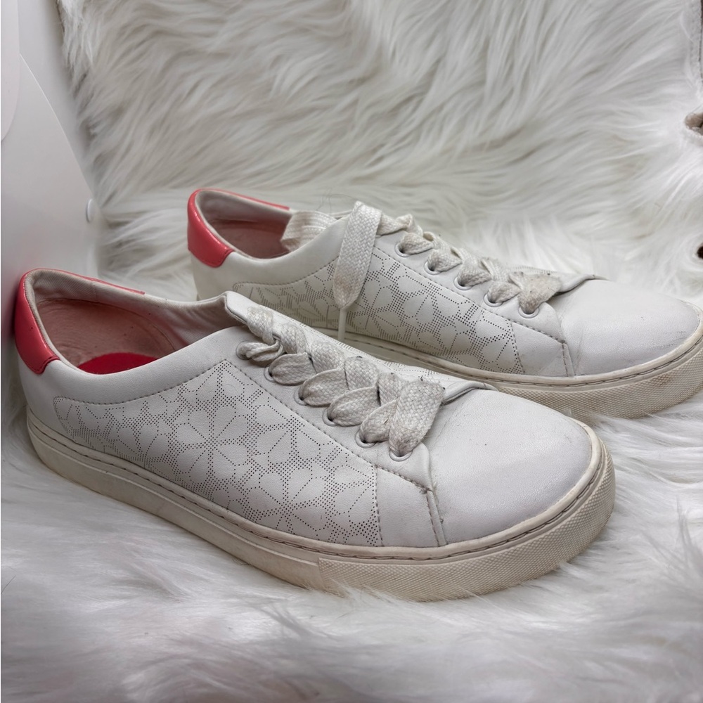 Kate Spade White Sneakers with Pink Accents
